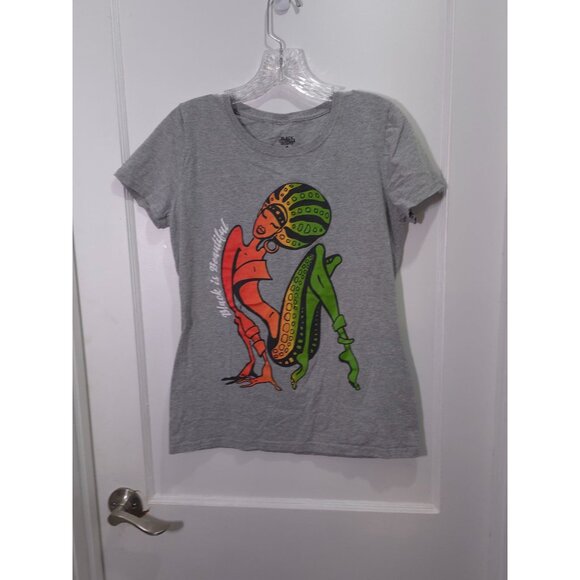 Black History Month Gray T-Shirt With "Black Is Beautiful" Graphic Print - M - Picture 5 of 5